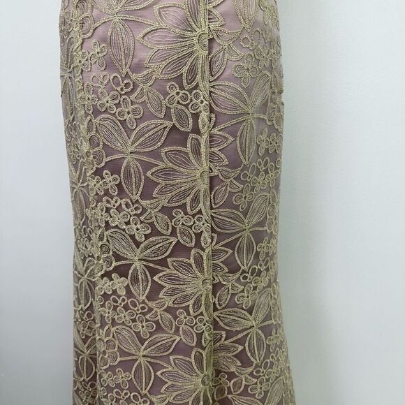 BHLDN JS Collections Women’s Fiora Metallic Gold Floral Over Lavender Gown - Picture 11 of 15